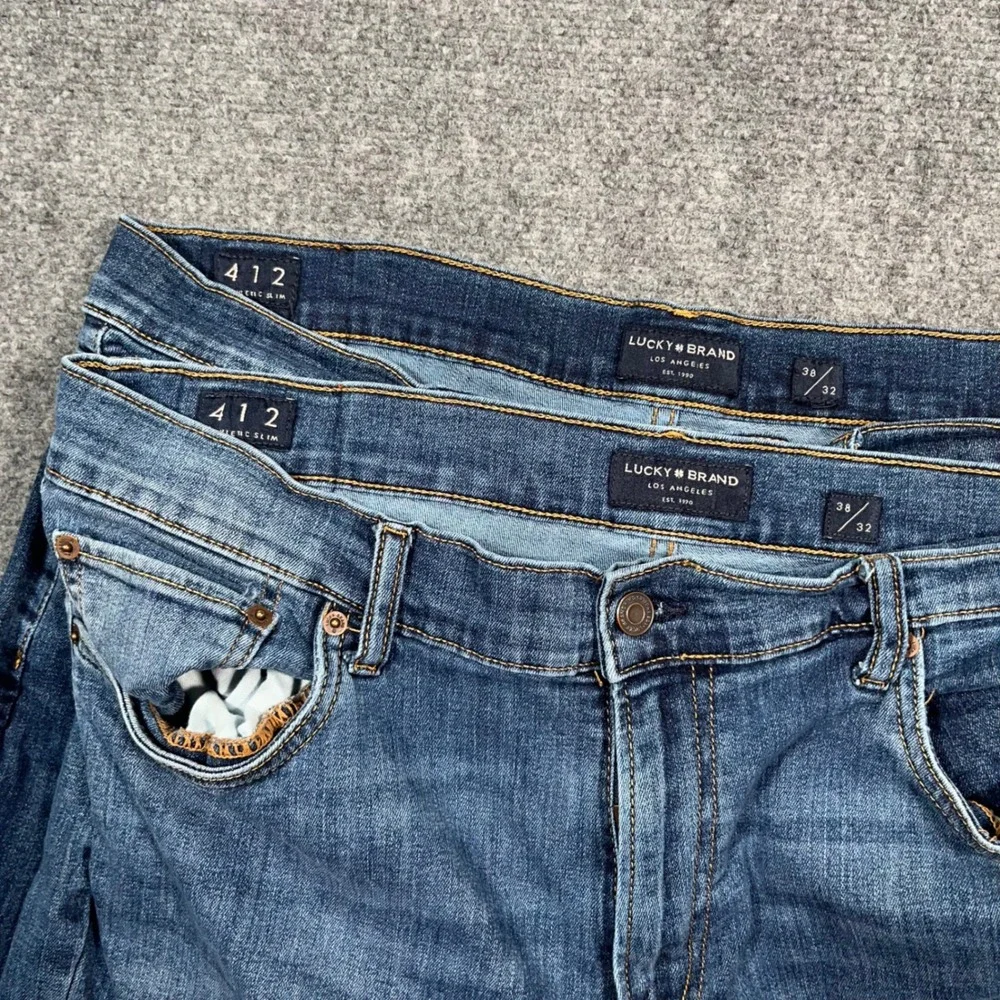 Lot of 2 Lucky Brand 412 Athletic Slim Jeans Mens 38x32 Stretch Denim Blue